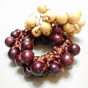 Natural Wood and Silk Cord Hair ties